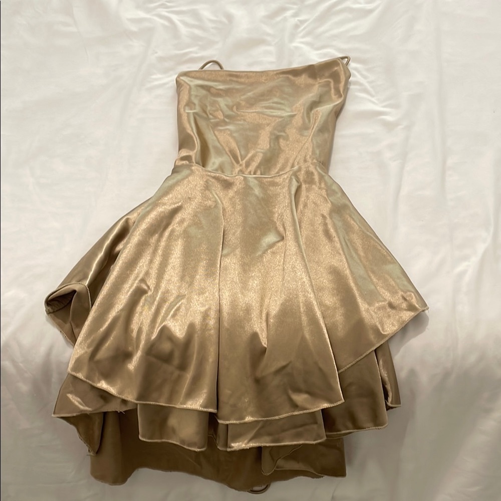 Elegant Gold Strapless Dress